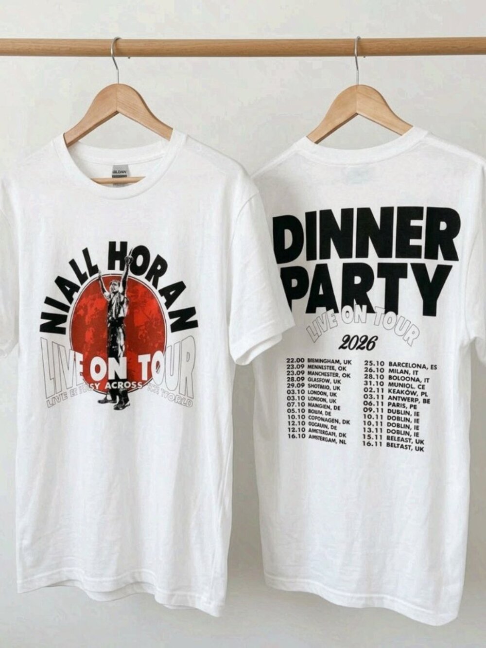 Niall Horan Dinner Party Across The World Live Tour 2026 T-Shirt Reprint